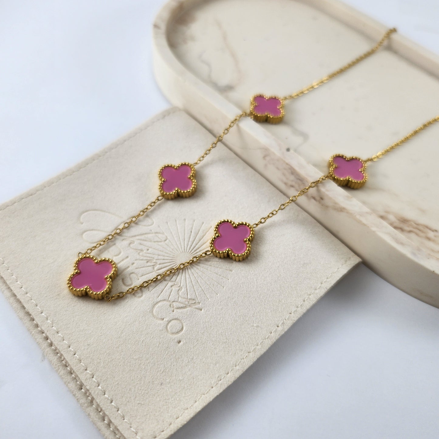 Pink Clover Necklace