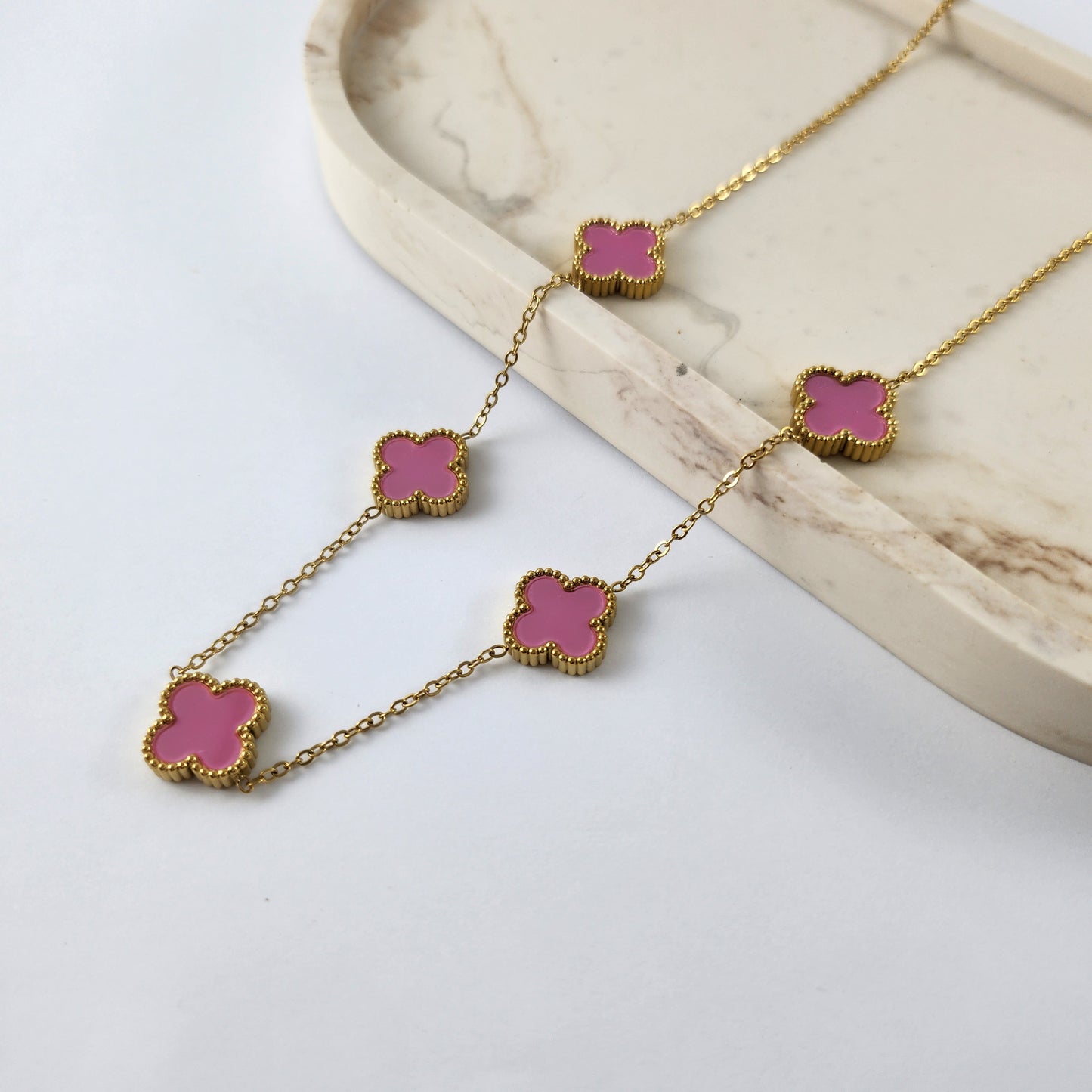 Pink Clover Necklace