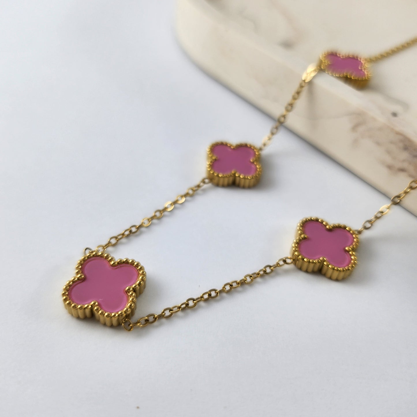 Pink Clover Necklace