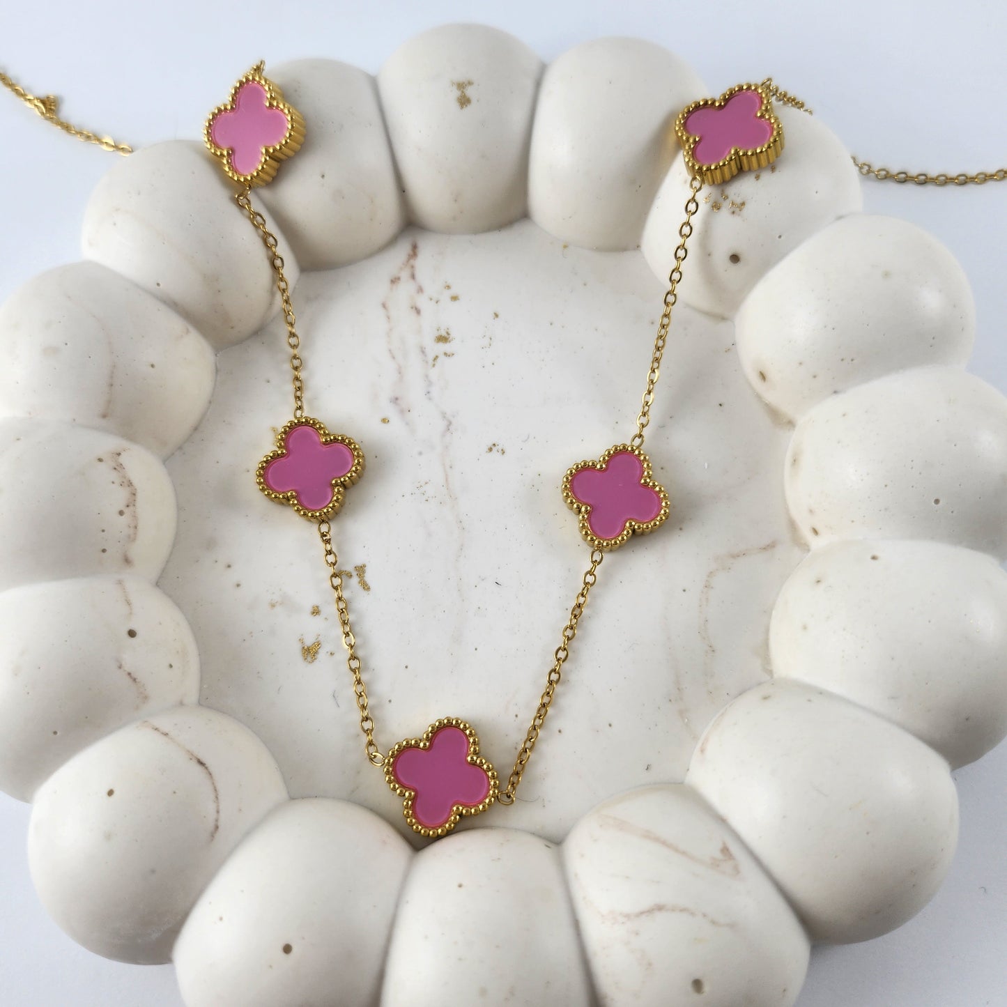 Pink Clover Necklace