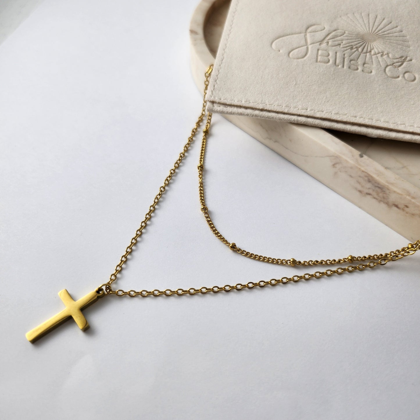 Layered Chain Cross Necklace