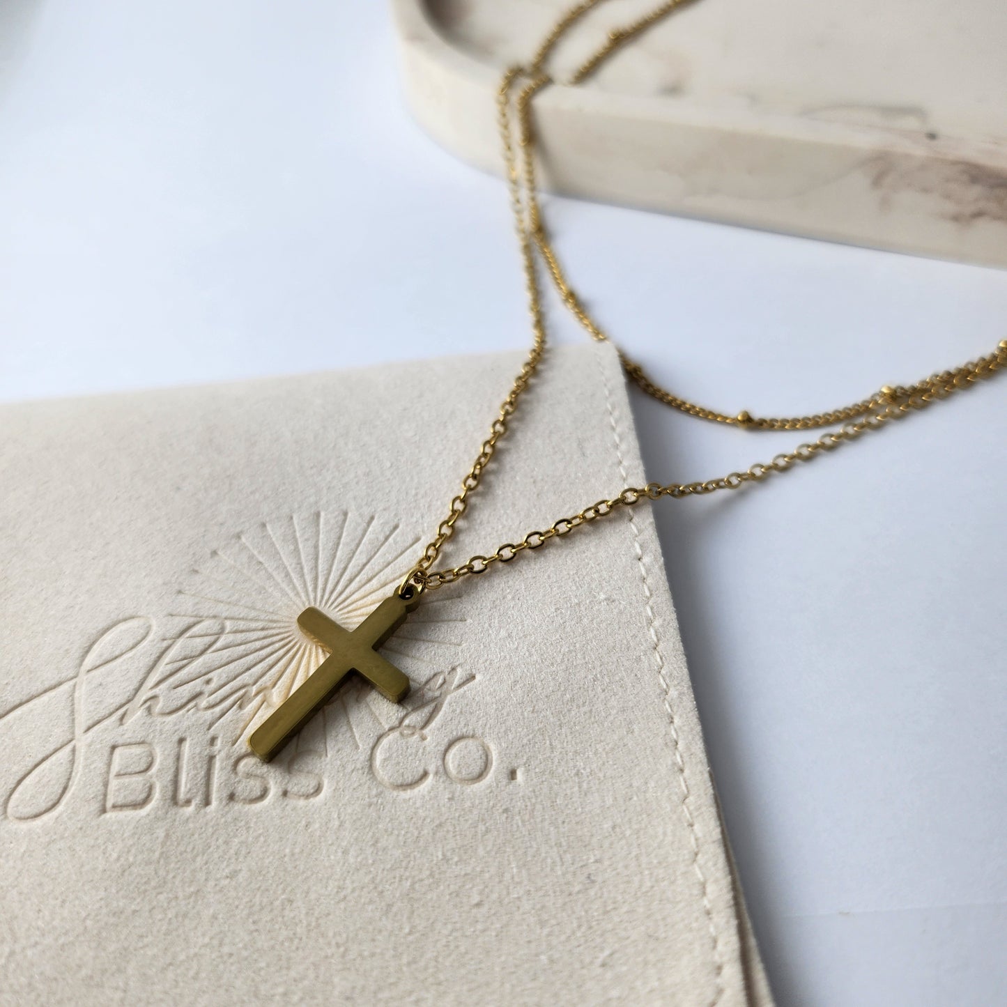 Layered Chain Cross Necklace