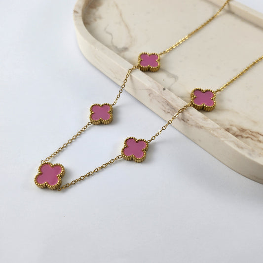 Pink Clover Necklace