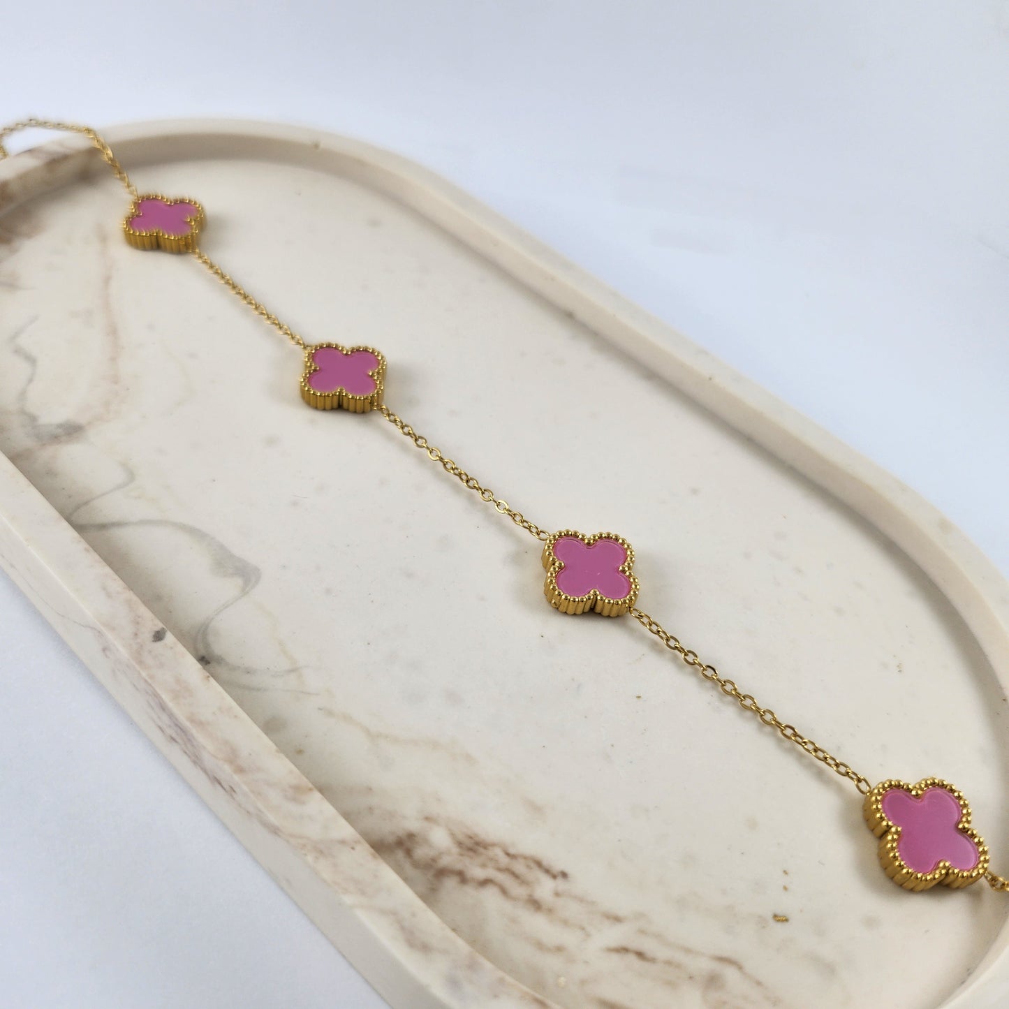 Pink Clover Necklace