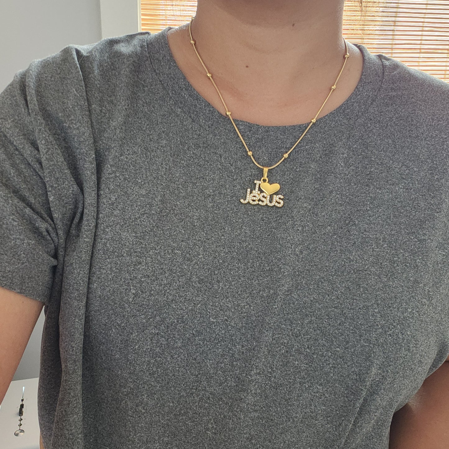 I Love Jesus Necklace-Customizable Chain Style