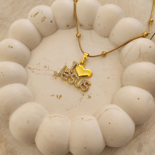 I Love Jesus Necklace-Customizable Chain Style