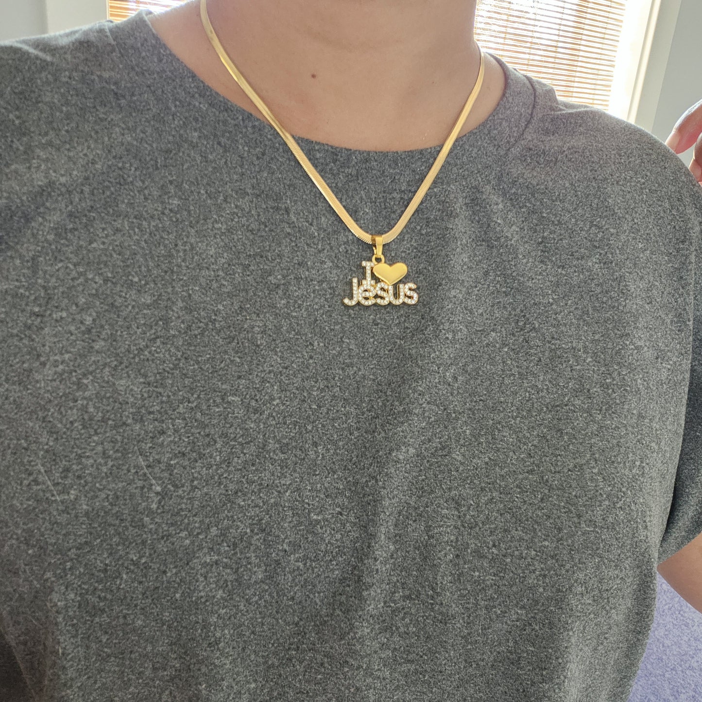 I Love Jesus Necklace-Customizable Chain Style