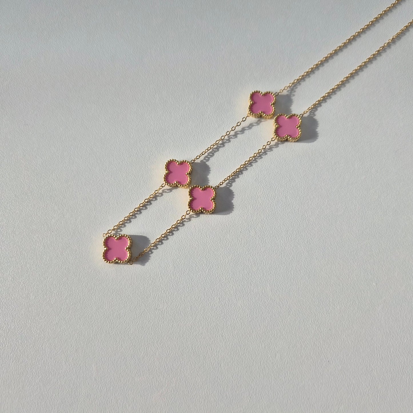 Pink Clover Necklace