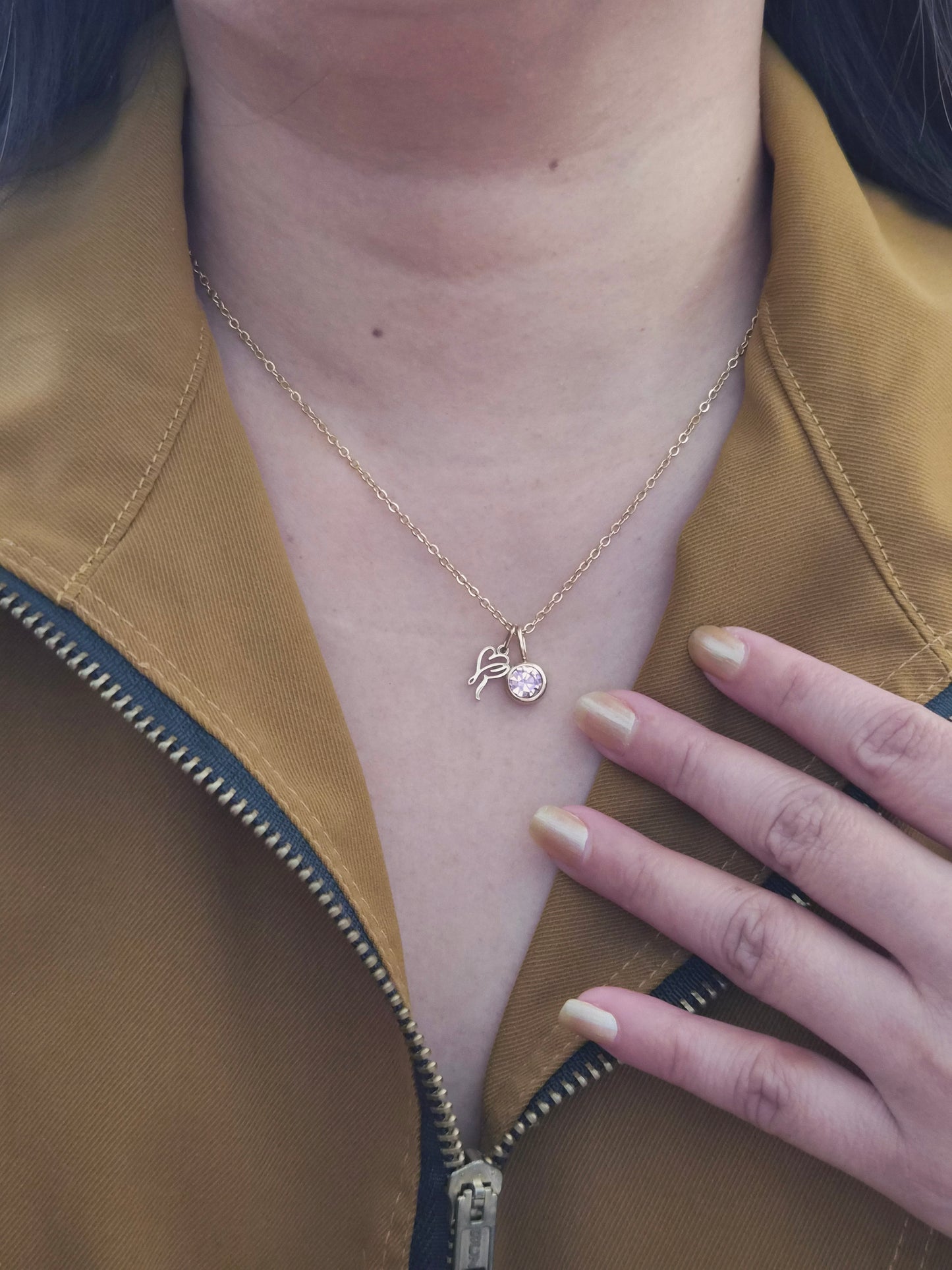 Initial Heart Birthstone Necklace