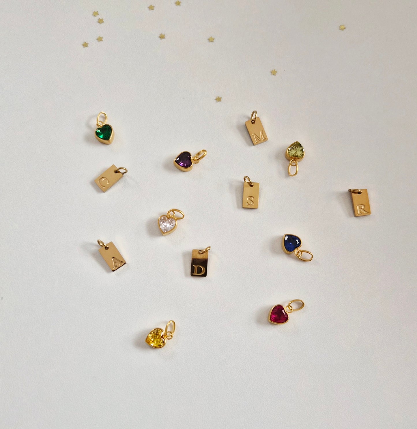 Heart Birthstone Initial Tag Necklace
