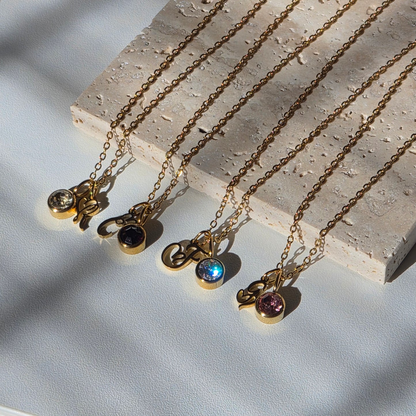 Initial Heart Birthstone Necklace