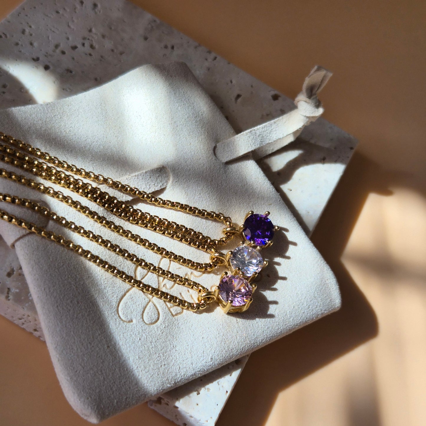 Round Birthstone Necklace