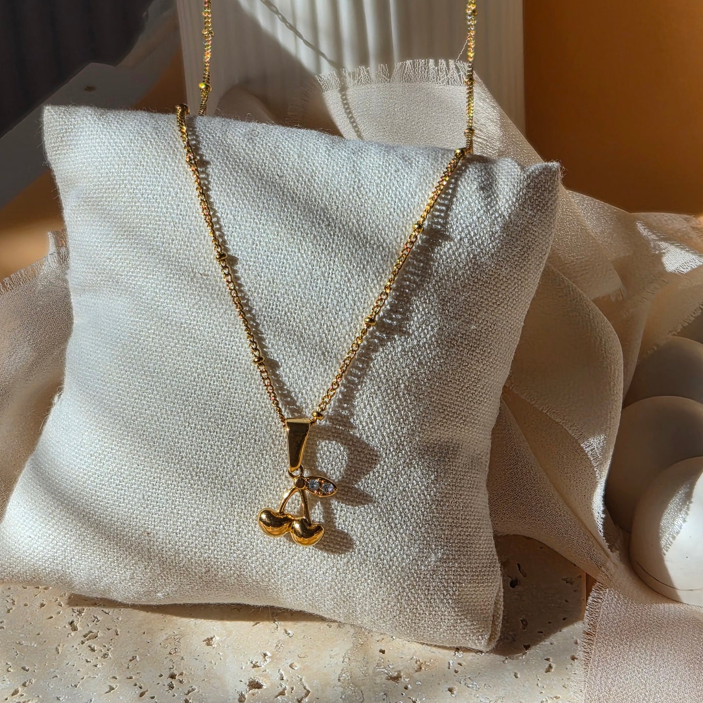 Twin Cherry Charm Necklace