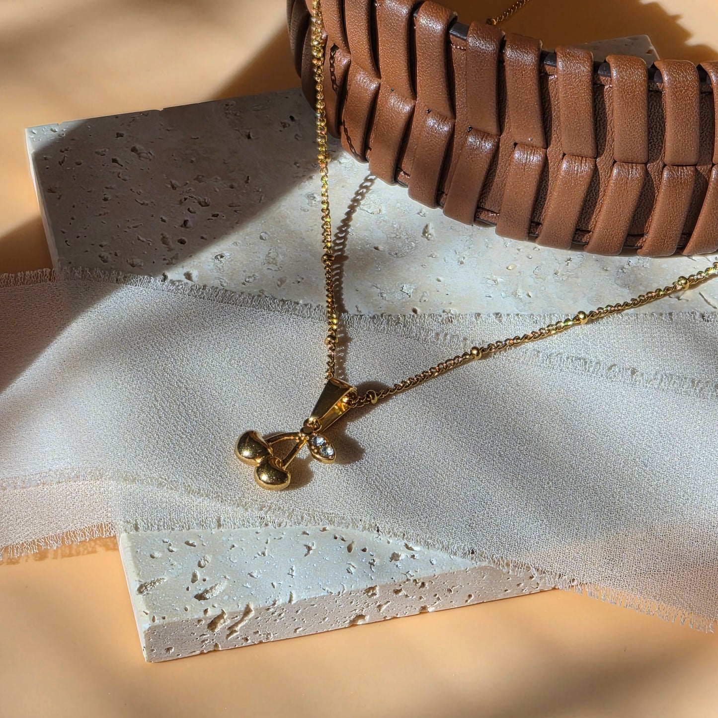 Twin Cherry Charm Necklace