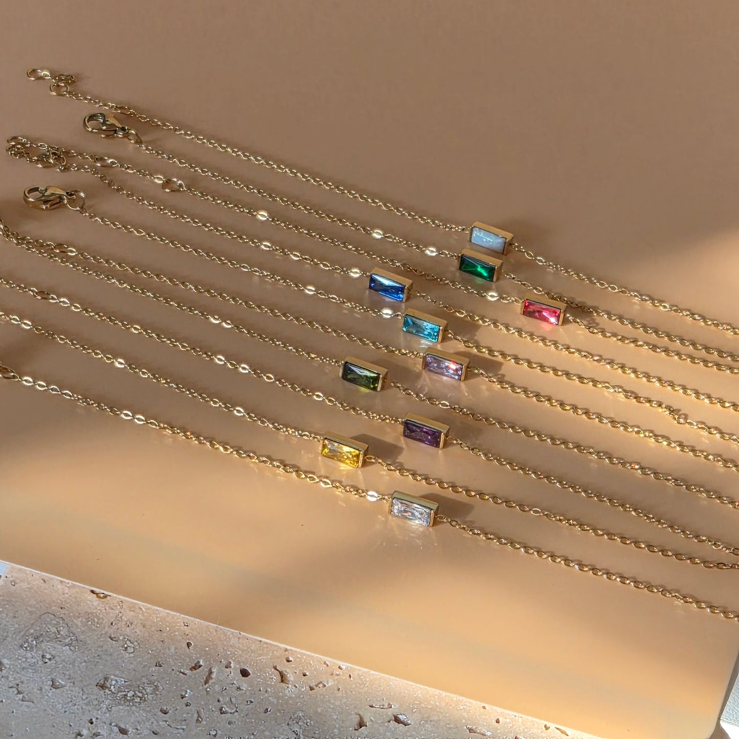 Dainty Birthstone Bar Bracelet