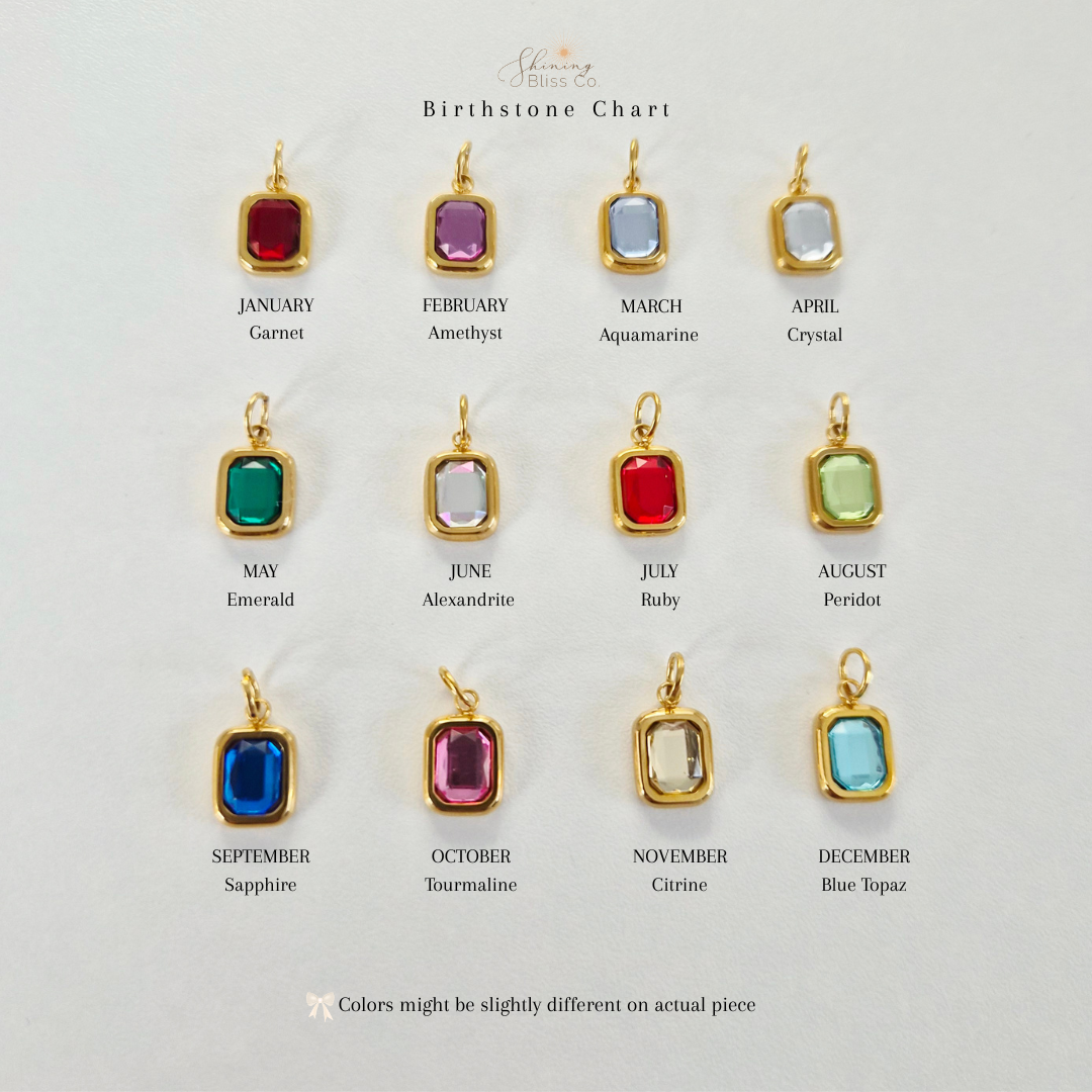 Emerald Cut Birthstone Necklace