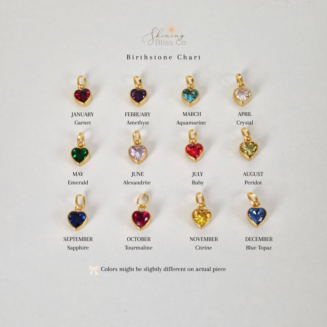 Heart Birthstone Initial Tag Necklace