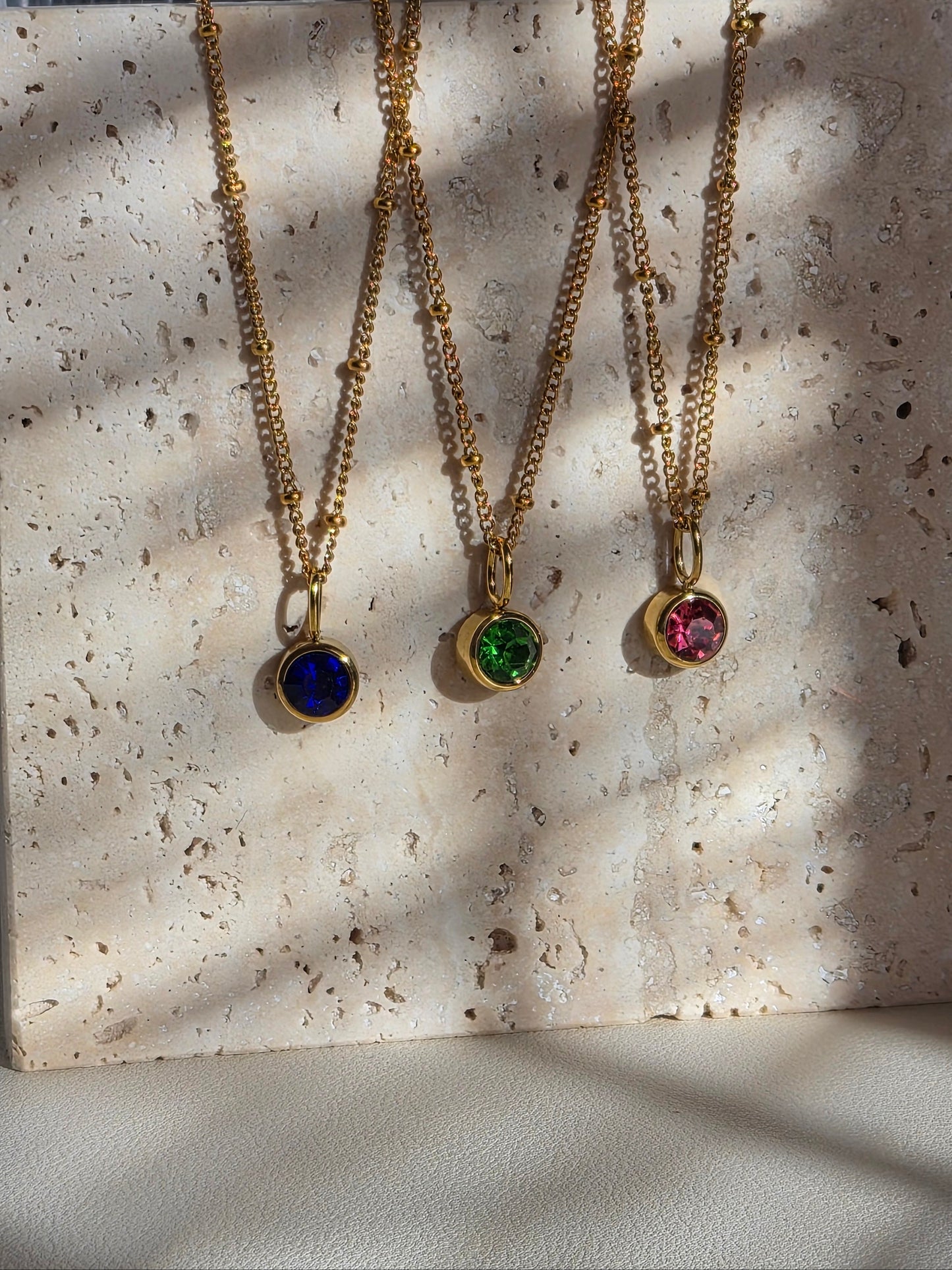 Mini Round Birthstone Necklace