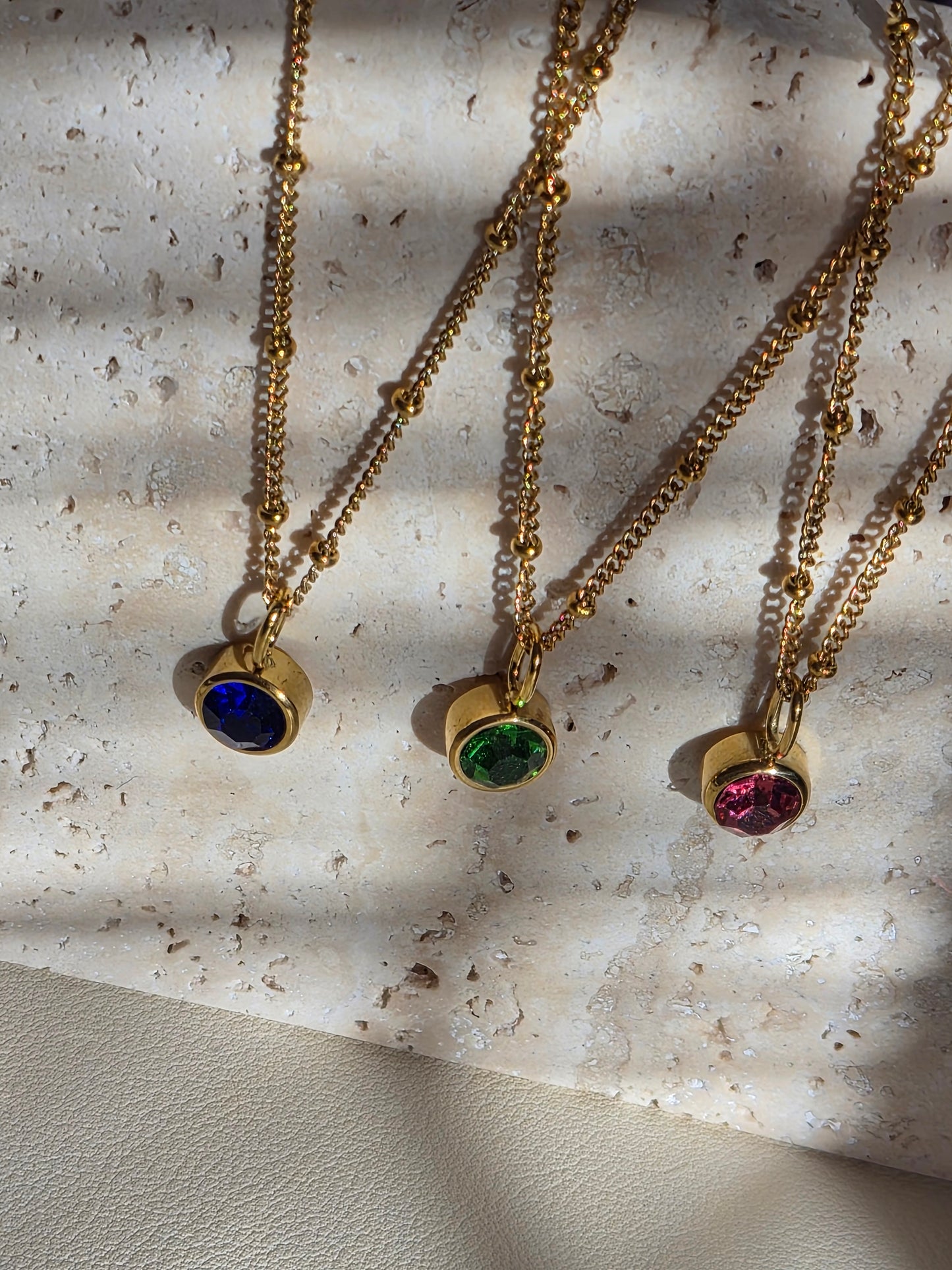 Mini Round Birthstone Necklace
