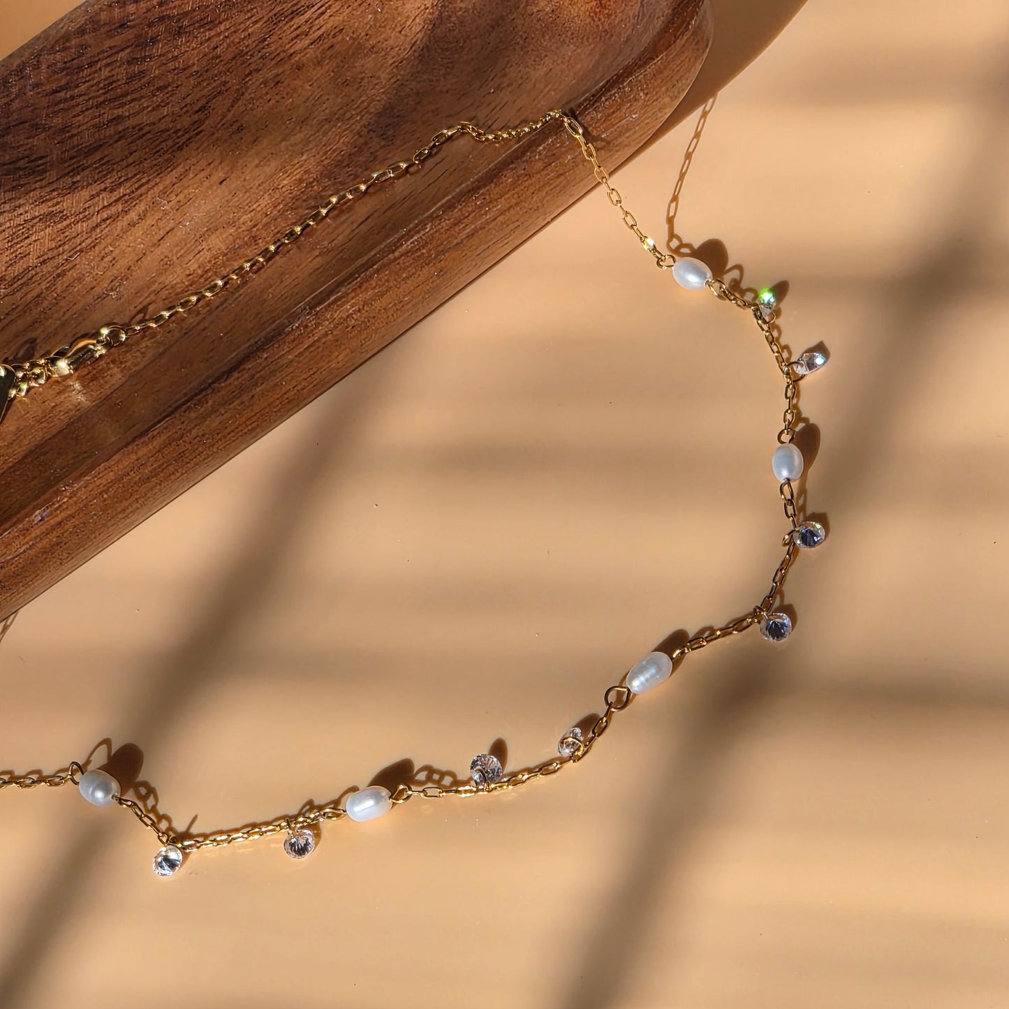 Dainty Cubic Zirconia & Freshwater Pearl Necklace