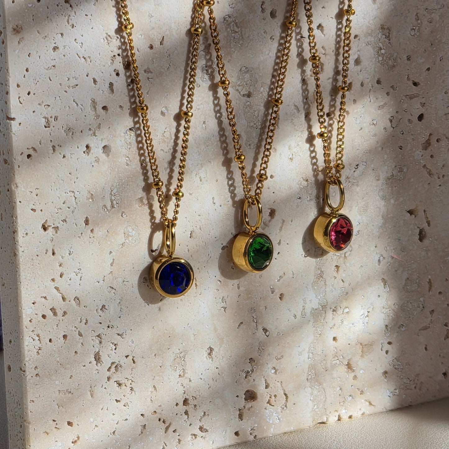 Mini Round Birthstone Necklace