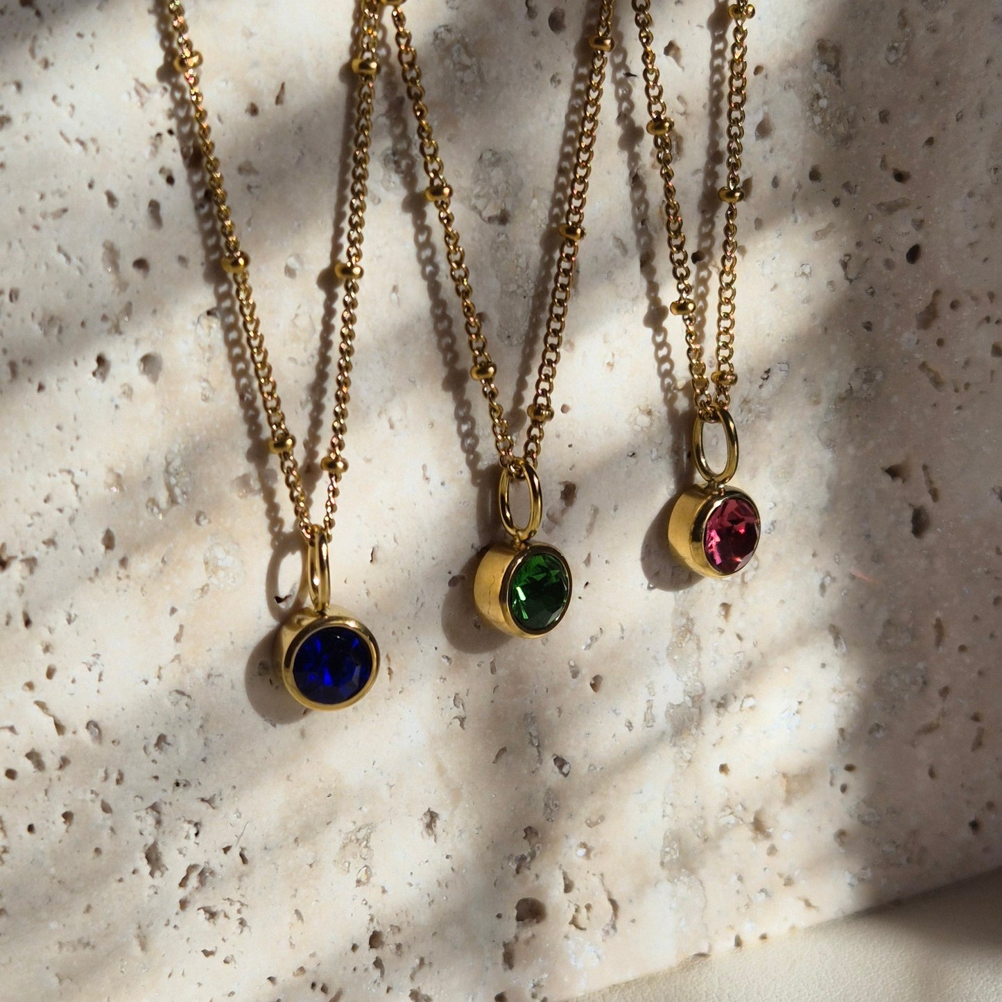 Mini Round Birthstone Necklace