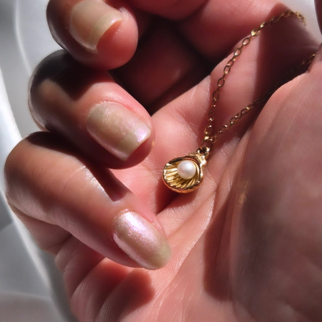 Freshwater Pearl Clam Shell Necklace