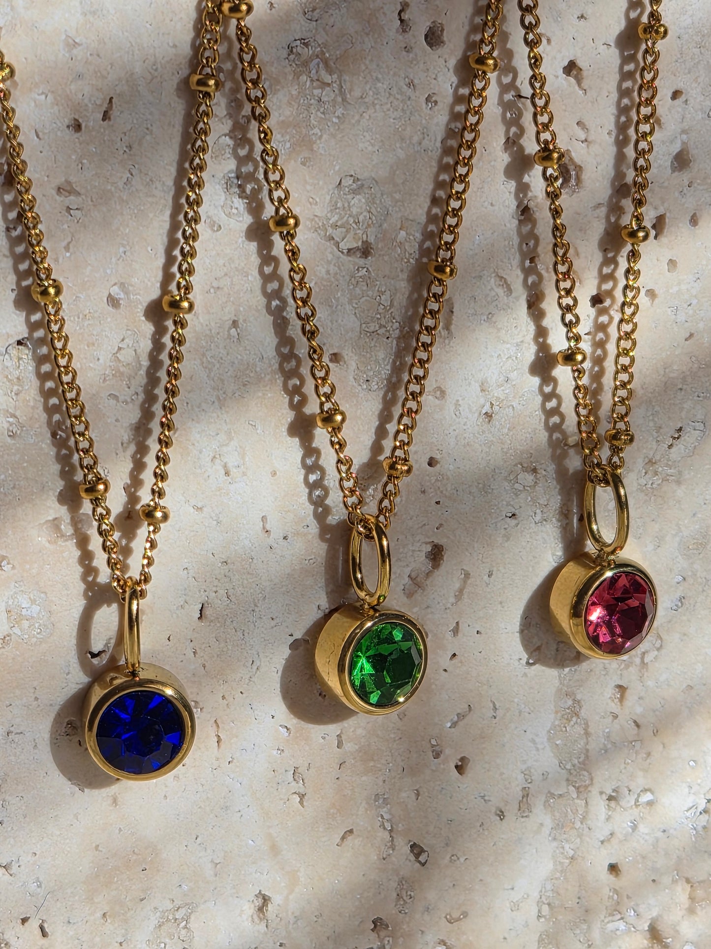 Mini Round Birthstone Necklace
