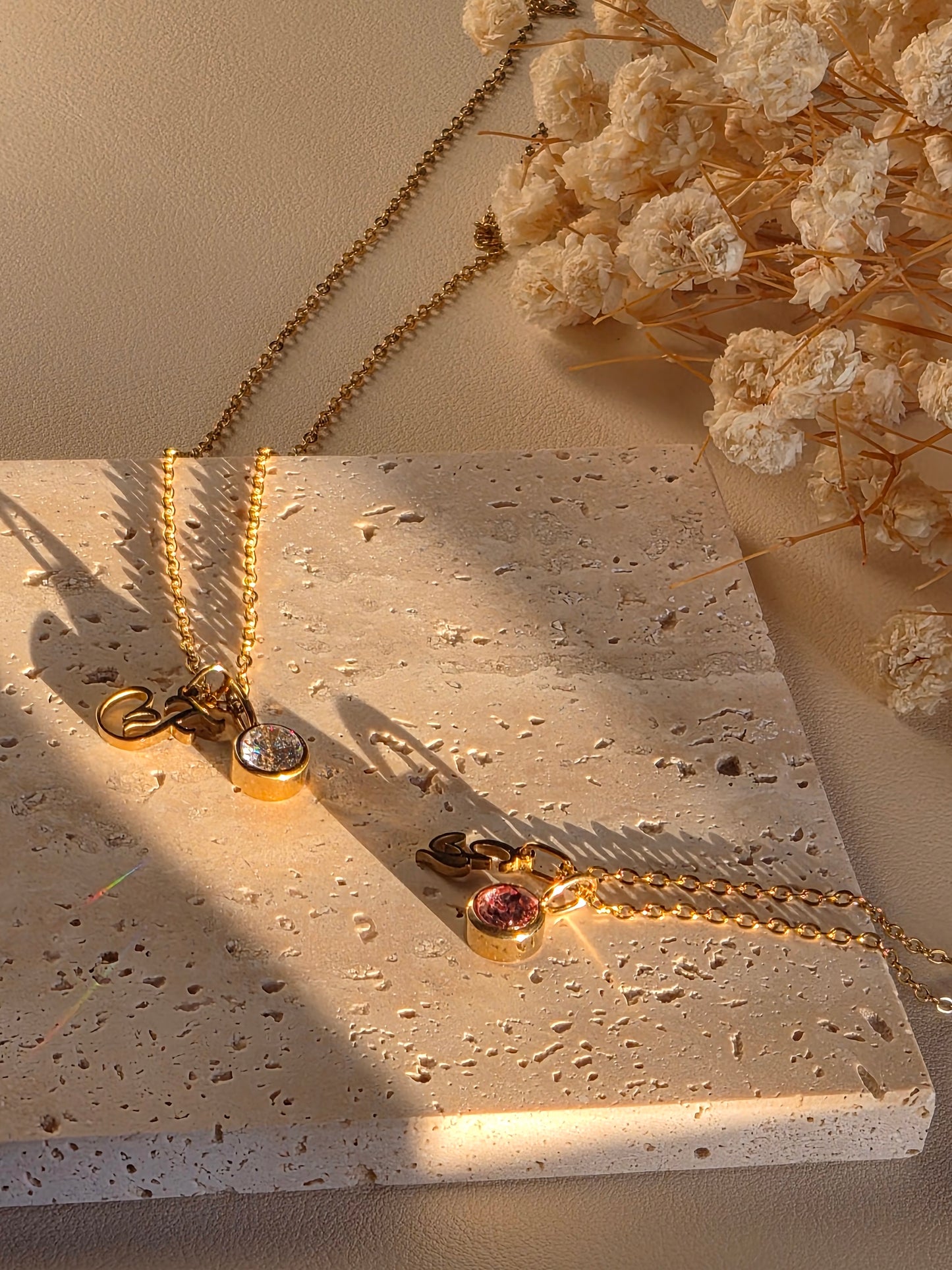 Initial Heart Birthstone Necklace